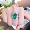 Vintage Lab Emerald Diamond Ring 100% Real 925 Sterling Silver Party Wedding Band Rings for Women Bridal Engagement Jewelry Gift