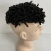 Postiche européenne de cheveux humains vierges # 1 Systèmes de cheveux noirs de jais 12mm Curl Toupee Knots Unités PU pour hommes noirs