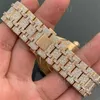 Top Clone Ap Diamond Diamonds Watch Pass Test Mouvement à quartz vvs Iced Out Sapphire Watch Mosonite Diamond Factory Deux tons naturels Top Marque Custom Dign Steel Stu