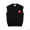 Amiparis Pull Amis Knit Jumper Gilet Sweat Mode Col en V Sans Manches Hiver AM I Paris Big Heart Coeur Love Jacquard Sweatshirts Amisweater VZWN