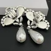 Boucles d'oreilles tendance, ensemble de cristaux de tempérament de célébrité, large collier de perles, Clip d'oreille festonné