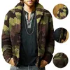 Cardigan Sweater Sweater Menam Botões de Camuflagem de Camuflagem Fechamento de Lã de Lã grossa