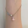 24SS Designer Fashion Fashion Viviennewestwood Pink Glade Glaze Pendant Bracciale Saturno Bracciale Luce Luxuria Smalla