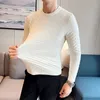 Men's Sweaters Autumn Winter Stretch Jacquard Woven O-Neck Sweater Men's Waffle Slim Fit Long Sleeve Knitted Pullovers Casual Streetwear Homme 231114