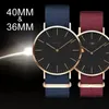 Designer Mens Watch DW Women Fashion Watches Daniel039s Black Dial Läderbandklocka 40mm 36mm Montres Homme2871690