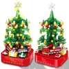 Blocks City Christmas Tree Rotating Music Box Building Friends Santa Claus LED Light Shining Xmas Bricks Toys For Children Girls 231114