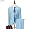 Men's Suits Blazers High Quality Men Suit Set Blazers Wedding Elegant Business 3 Pieces Formal Vest Pants Full Coats Jackets 231113