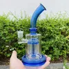 Narghilè con pipa ad acqua in vetro blu da 7 pollici Bong Bubbler con percolatore Ciotola per tabacco da fumo maschile da 14 mm