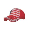 Mode Amérique Chapeau Bling Strass Bande Étoiles USA Drapeau Casquette De Baseball Snap Back Chapeaux Hip-Hop Style Ball Caps Coton