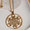 Hangers YILUOCD Vintage Metatron Cube Ketting 18k Vergulde Heilige Geometrie Krachtige Bescherming Amulet Solomon Spirituele Sieraden