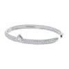 Bangle Full Micro Pave CZ Tear Drop Cubic Zirconia Open Fashion Women Sparking Bling Bracelet