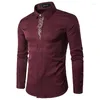 Men's Casual Shirts Black Embroidery Shirt Men 2023 Brand Slim Fit Long Sleeve Button Up Dress Mens Party Wedding Prom Tuxedo Camisas