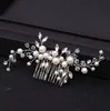 Hot Sale Silver Color Tiara Hair Combs For Women Bruid Cheap Pearl Crystal Headpiece Wedding Haaraccessoires Bridale sieraden