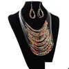 Collane con ciondolo New Fashion Vintage Set di gioielli Joker Boho Mtilayer Colorf Africa Beads Statement Collana con orecchini Dhgarden Dhtiw