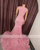 Nova chegada rosa lantejoulas sereia baile de formatura 2024 para meninas negras frisado vestido de festa de aniversário vestidos de noite robe de bal