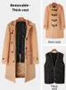 Men's Wool Blends College style Korean hooded horn button wool coat men's winter thickened camel fashion men's coat 231114