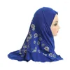 Hats Muslim Small Baby Girls Hijab With Net Flower Elastic Solid Underscarf Islamic HatsTurban Caps Headwrap Bonnet Scarf Shawl 2-6Y