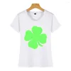 Women's T Shirts Black Summer Female Tshirt Tops Shirt Women Shamrock St Patricks Day Clover Lycka till Lycka Casual T-shirt