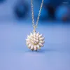 Pendant Necklaces GD Super Flash Sunflower Rotating Necklace Gold Plated Women's Stainless Steel Zircon Clavicle Chain Jewelry