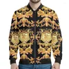 Men's Jackets Luxury Golden Floral Print Men Jacket Spring Autumn Outdoor Fashion Clothing For Party Coats Leopard Zipper Top 4XL Dropship