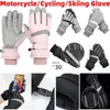 Skidhandskar vinter snowboard full finger pu fleece pekskärm vattentät motorcykel cykling termisk varm snö män kvinnor 231114