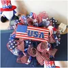 Decorative Flowers Wreaths Small Indoor Christmas Wreath Chimney Decorations Independence Day Door Hung With American National Sty Dhaz5