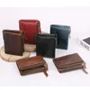 Wallets RFID Men's Wallet =Fashion Double Zipper Leather Short Clutch Bag Purse Student