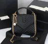 Ny 10A Women Bag Luxury Handbag Shoulder Bag Brand Loulou Y-formade designer Väskor Sömin Läder damkedja Svart Clamshell Messenger Chain Påsar