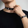 Choker Punk Star Halskette für Frauen Männer Trend Vintage PU Leder Schwarzer Schmuckkragen Kette Hip Hop Frauen Accessoires Großhandel Großhandel