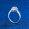 Anéis de cluster Semni US Tamanho 1.0CT Moissanite Diamante Radiante Corte Retângulo Anel para Mulheres 925Sterling Silver Wedding Promise Band Fine