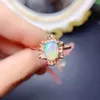 Klusterringar oktober Birthstone Opal Ring 925 Sterling Silver Natural Solitaire Engagment Women's Leaf