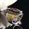 Cluster Ringen Tibetaanse Negen Eyed Hemelse Parel Zakiram Ring Voor Mannen Gedurfde Opening Retro Etnische Stijl Sieraden