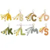 Porte-clés avec pompon en coton bohème fait à la main, avec lettres de l'alphabet A B C, fleur tissée à la main, pendentif, breloque pour sac, vente en gros, usine