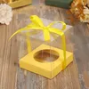 Party Supplies 50pcs Single Cupcake Box Mixed Colo Romantic Wedding Transparent Window Gift Candy Chocolate Biscuit Packaging