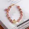 Bracelet en Jade en cristal de fraise naturel pour femme, brin naturel de 8MM, petite année de naissance, Bracelet du zodiaque pour femmes, énergie juive