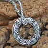 Hangende kettingen viking retro zilveren kleur wolf ketting holle ronde ronde mannen hoogwaardige roestvrij staal mode sieraden geschenken drop