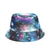 Berets Graffiti Galaxy Bucket Hat Women's Street Trend Pure Cotton Cross-Border E-Commerce Double-Sided Sun