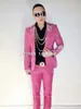Abiti da uomo Blazer Taglie forti S-4XL Versione coreana Abiti da uomo rosa Set Cantante maschile Pantaloni blazer skinny scintillanti Costume Performance Abiti da festa 231114