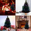 Christmas Decorations 32 Inch Green Pre-lit Mini Fiber Optic Tabletop Artificial Christmas Tree with 5-layers Control LED Lights for Xmas Table Top 231113