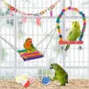 Inne zaopatrzenie ptaków 11pcs Zabawki klatki dla papugi drewniane ptaki huśtawka niezawodna gryza mostek drewniany koraliki kształt Parrot Toy 231113