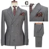 Herrenanzüge Blazer Cenne Des Graoom Plaid Zweireiher Kostüm Homme Männer Slim Fit Sechs Knopf 2 Stück Outfit Set aus der Türkei 188 231114