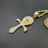Colares pendentes egípcio olho de colares cruzados de Horus ankh pendente com corda de corda cor de ouro em aço inoxidável ship hop jóias T230413