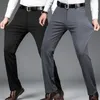 Hommes Pantalon D'été Mince Formelle pour Hommes Robe Noire Élastique D'affaires Costume Décontracté Taille Haute Lâche Pantalon Gris Bleu Begie 230414