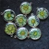 Breloques 10 pièces pendentifs pour femmes en verre à l'intérieur des fleurs teintées taille 18MM forme ronde pour bracelets à faire soi-même faisant S