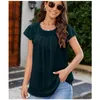 Kvinnors T-skjortor Kvinnor Löst Puff Short Sleeve Tops Casual T-shirt Solid T-shirts Bluses Babydoll O-HECK