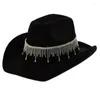 Bérets 449B superbe chapeau de Cowboy Western Cowgirl pour femmes fille Po accessoires glands chatoyants boîte de nuit Bar danse