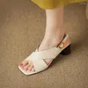 Sandals Women's 6cm Thick High Heels Outer Layer For Comfort And Temperament Fashion Elegant Shoes Women ConciseLX82