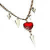 Choker Hip Hop Red Crystal Heart Studded Tassel Pendants Necklaces For Women Punk Gothic Fashion Cool Jewellery