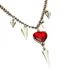 Choker Hip Hop Rouge Cristal Coeur Clouté Gland Pendentifs Colliers Pour Femmes Punk Gothique Mode Cool Bijoux