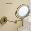 Miroirs compacts 8 "LED lumière murale ronde 3x miroir grossissant LED Bronze nickel brossé miroir de maquillage maquillage miroir privé 231113